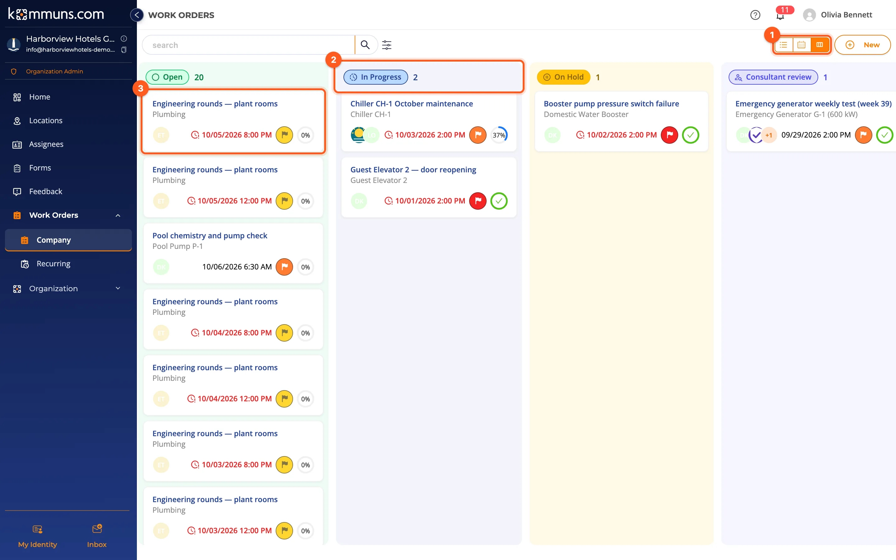 Work Orders › Company as a kanban board