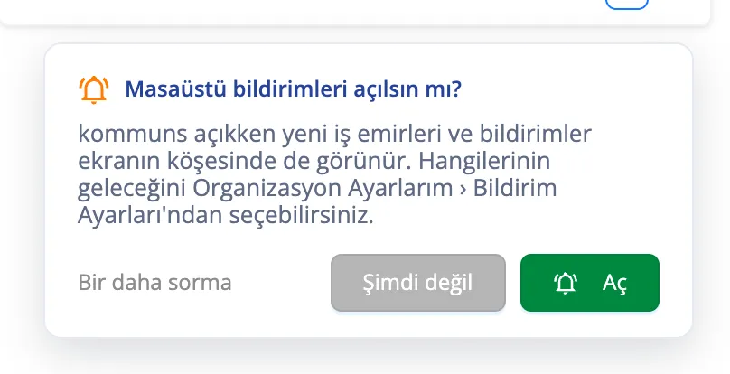 Masaüstü bildirimlerini öneren kart