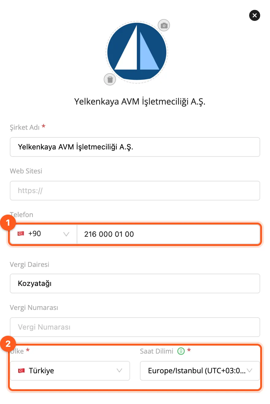 Organizasyonun Düzenle paneli